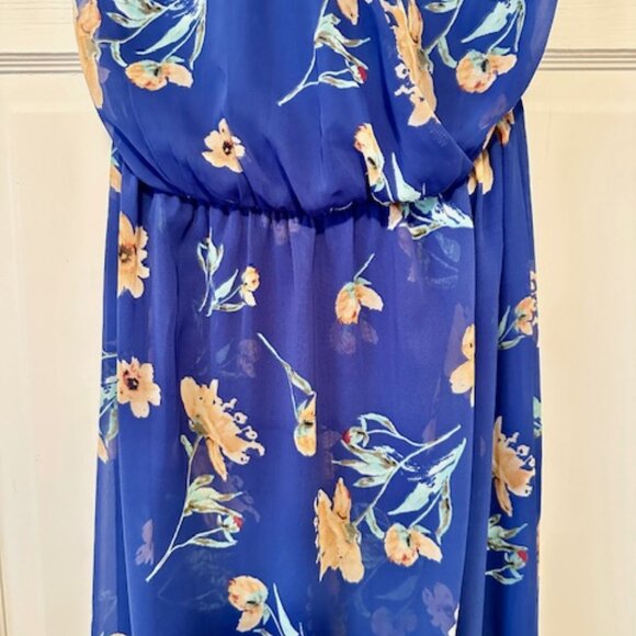Sienna Sky Blue Long Floral Halter Maxi Dress - Picture 6 of 8